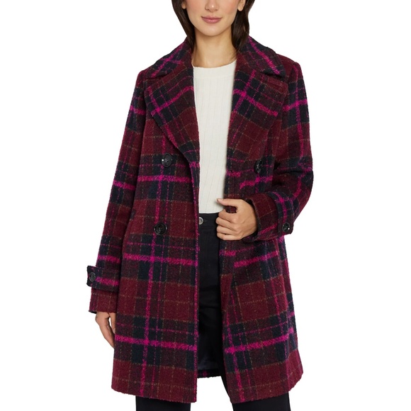 SAM EDELMAN - Women's Double-Breasted Plaid Coat - Picture 1 of 6